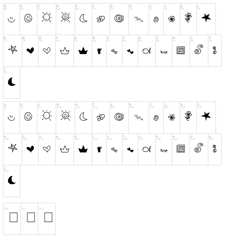 MTF Doodle font map